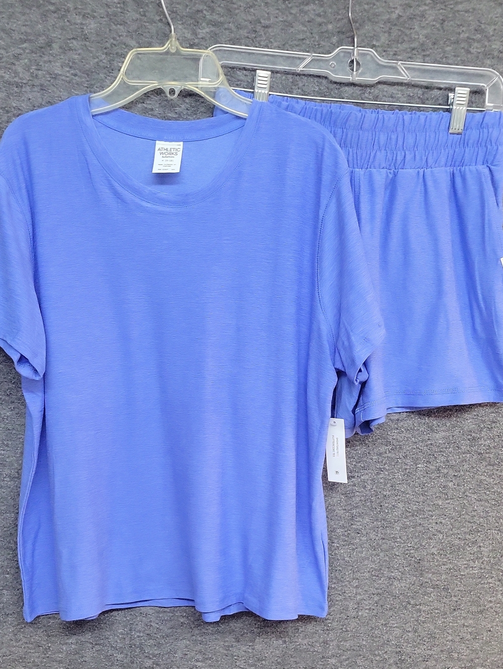 Athletic Works Short Set Blue Tee Size M, Shorts Size XS.  NWT Buttercore
